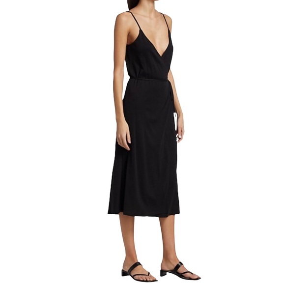 Frame Denim Dresses & Skirts - Frame Morgan Black Knit Wrap Midi Dress